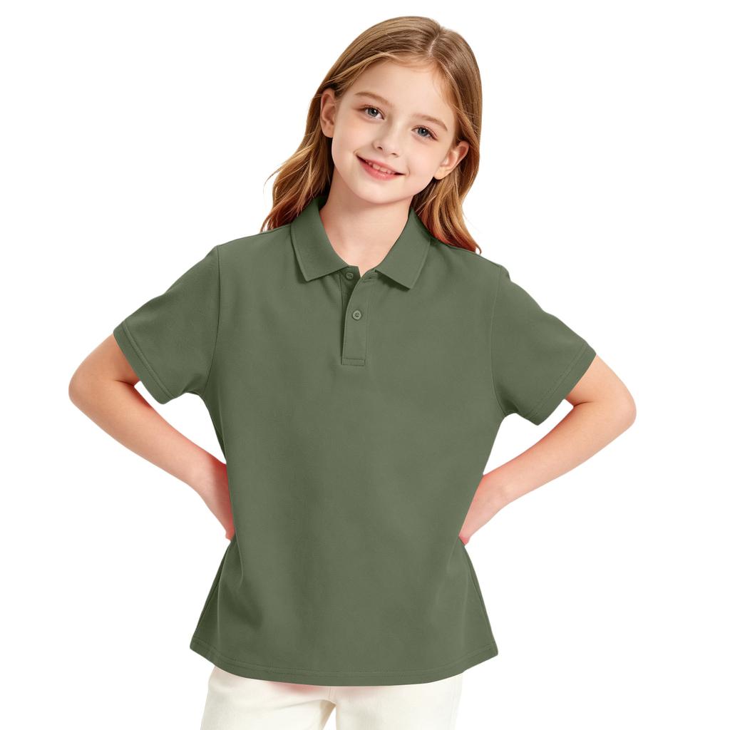 Girls' Short Sleeve School Uniform T-Shirt Casual Dress Top for Everyday Wear