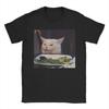 Esstisch Katze Meme Lustig Internet Schreiend Verwirrt T-Shirt Sommer T-Shirts Baumwolle Mode T-Shirt Für Männer Kurze Ärmel Oberteile