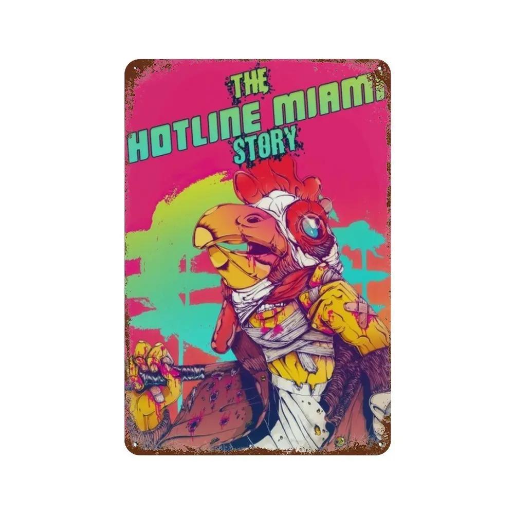 Poster Hotline Miami Hot Classic Adventure Game Posters e Placa de Metal Sinal de Lata Arte de Parede Placa Decoração Man Cave Decoração de Casa estúdio