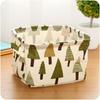 Waterproof Printed Cotton Linen Basket with Handles for Desktop, Sundries, and Small Clothes Storage