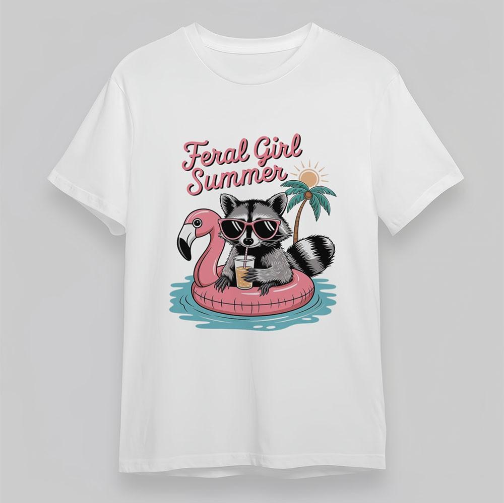 

Мужская удобная футболка оверсайз с принтом Feral Girl Summer, короткая, из мягкого хлопка, белая 4XL