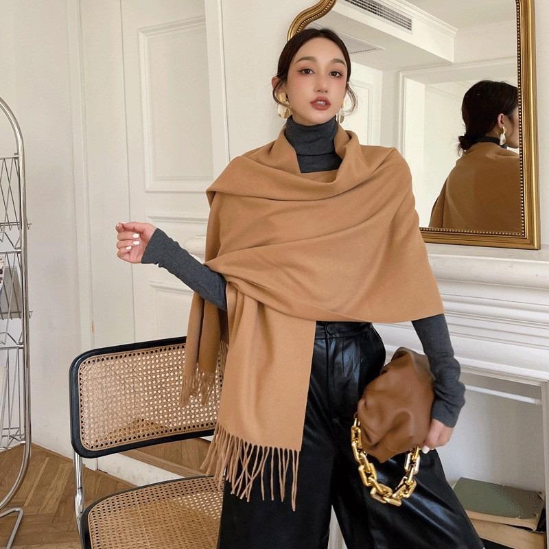 

Autumn and winter classic solid color imitation cashmere thick scarf versatile fashion enlarged thickened oversized shawl multi-color 190cm