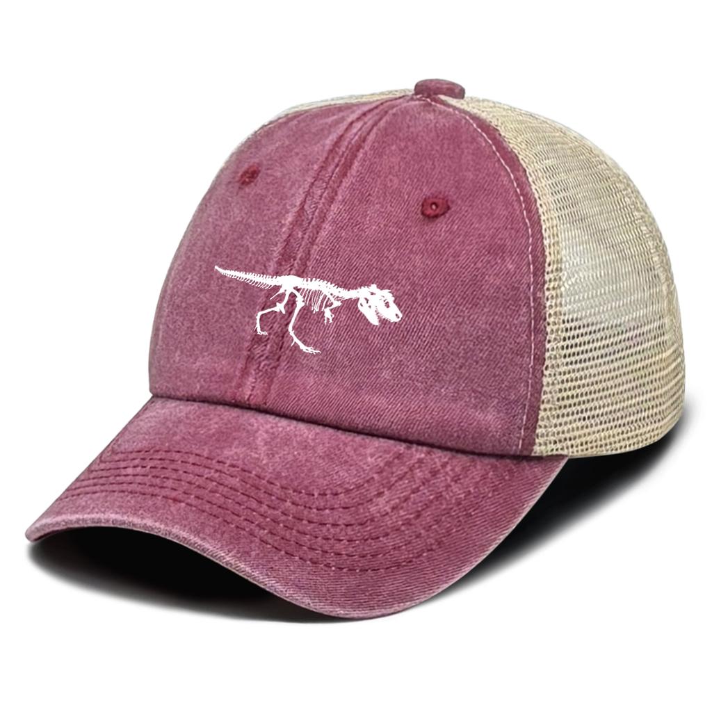Skeleton Dinosaur Print Baseball Cap Adjustable Snapback Sun Cap Animal Sports Hat Retro Protective Hat For Unisex Women