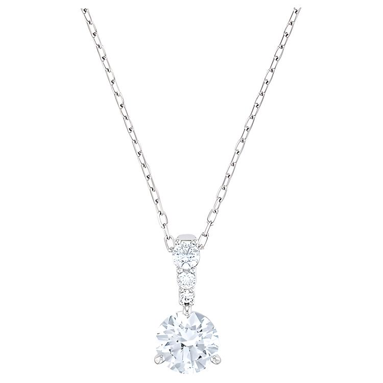 Swarovski Stilla Solitaire Minimalist Design Necklace Women necklace White-Gold-Plated 5472635 Box (Random Color)