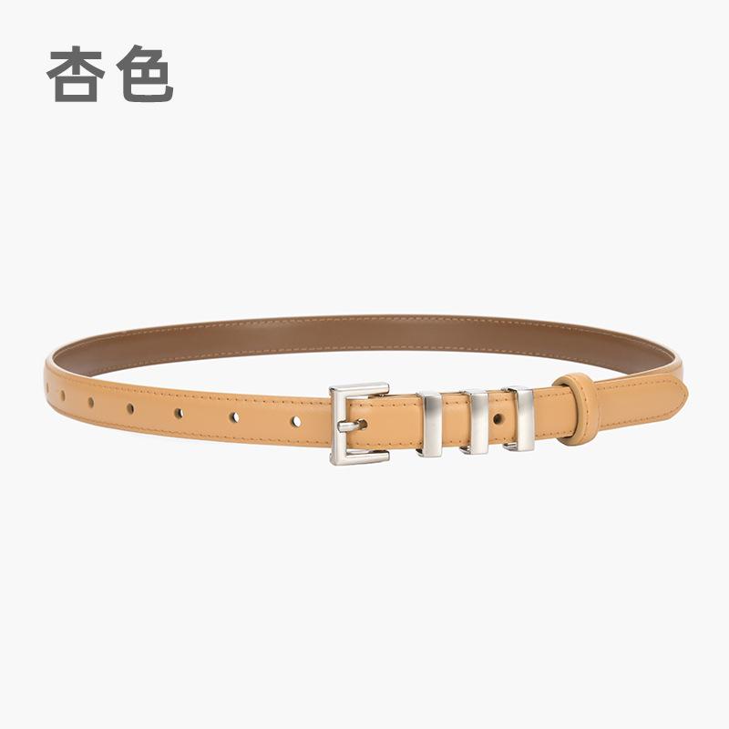 Leather Thin Belt Women'S Decorative Dress Skirt Shirt Trousers Waist Waist Waist Belt Silver Buckle