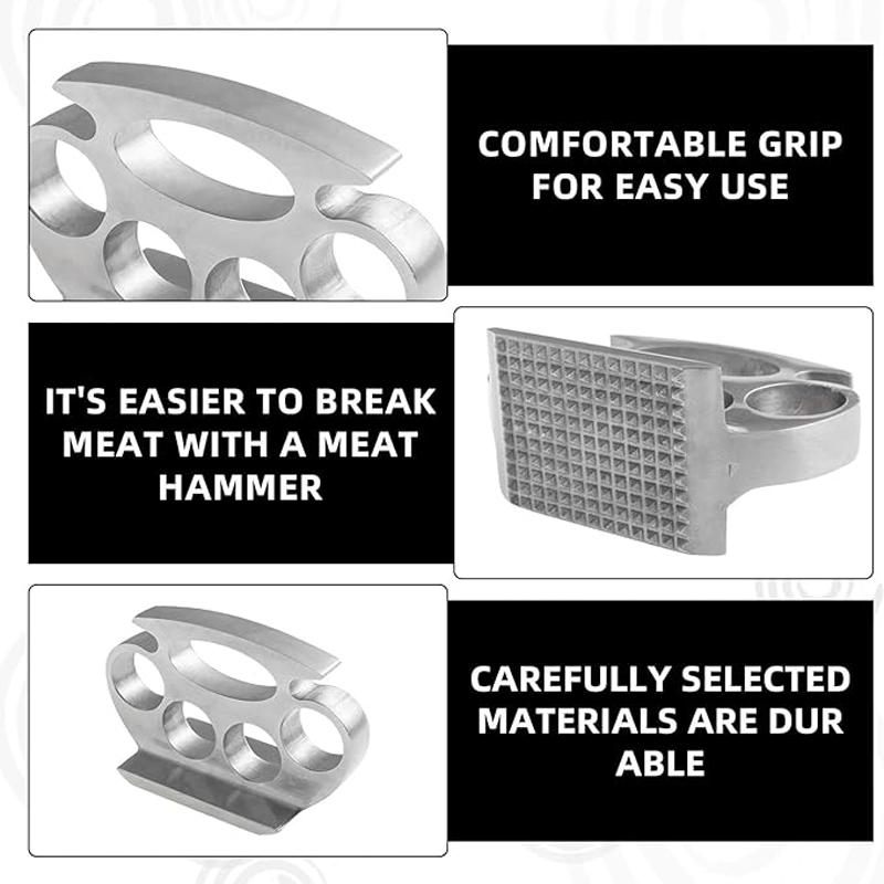 1PC Meat Tenderizer,Stainless Steel Knuckle Dusters for Strong Durable Meat Hammer,Meat Tenderiser Mallet Convenient Kitchen Tools