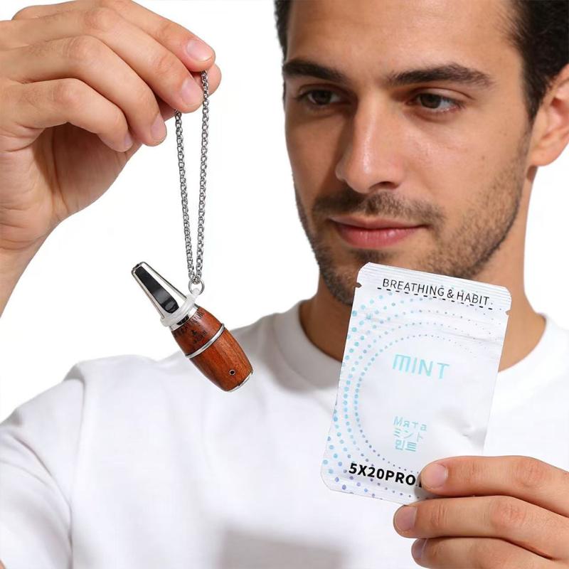 Anxiety Barrels Přírodní dřevěný dýchací náhrdelník Přírodní klid & Úleva od stresu Bezvýparový inhalátor Mindfulness Meditační šperky
