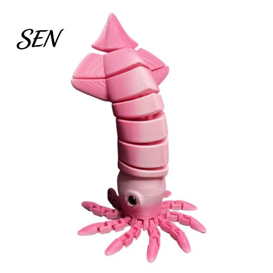 Articulated Squid Models 3D Printed Toy, Movable Joints Figurine, Figurine Simulated Sea Animal Fidget Toy for Desktop Decoration Realistic Life