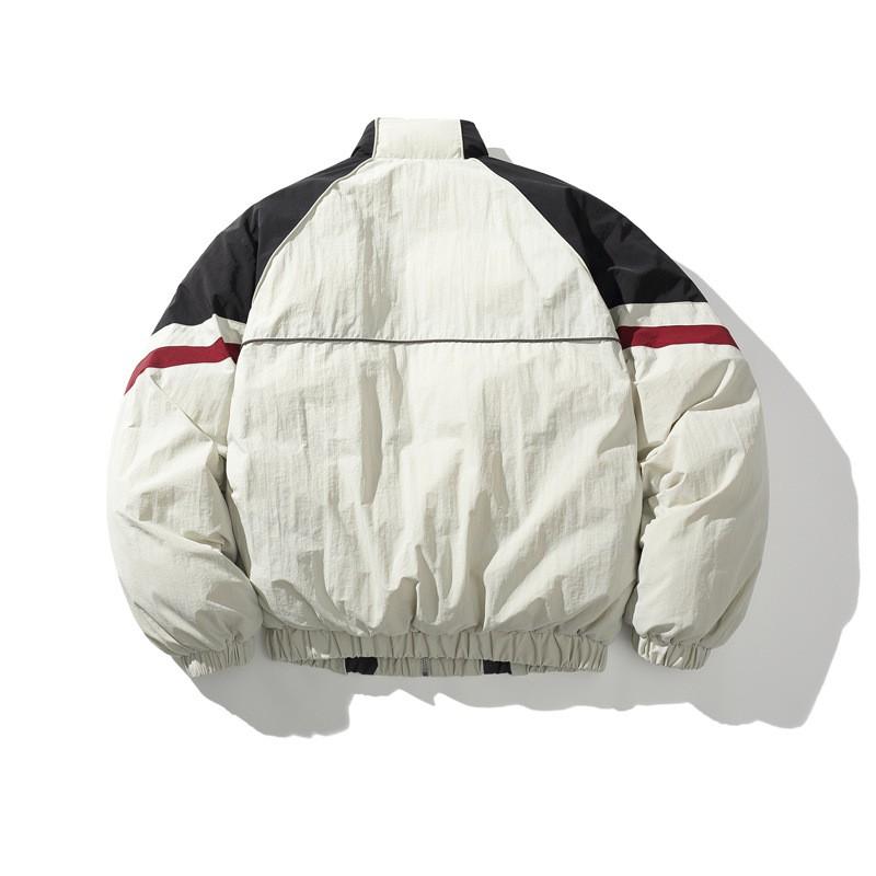 Unisex Streetwear Oversized Puffer Jacket Winter Warm Thick Cotton-Padded Coat With Colorblock Design