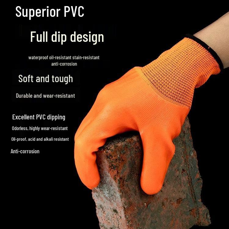 Wasserdichte und Abriebfeste PVC-beschichtete Gummihandschuhe