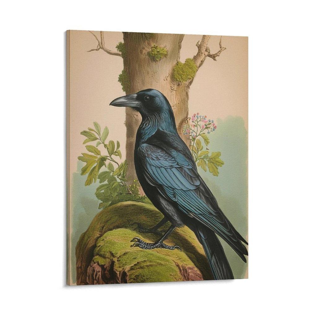 Xuan Yu Crow Canvas Art: Decorative Animal Painting for Living Room or Restaurant