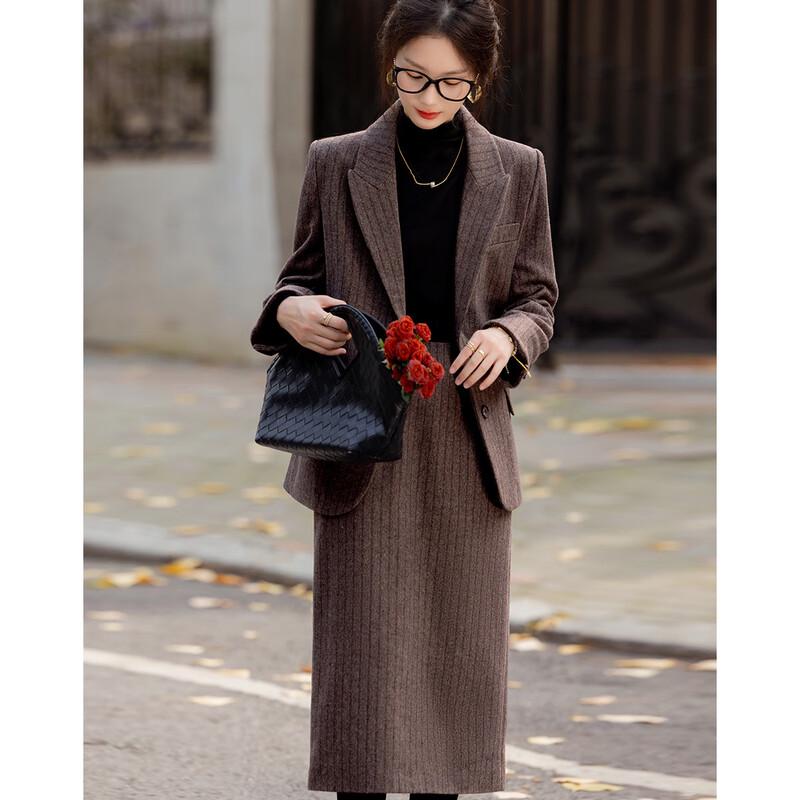 DeMana Wool Blend A-Line Slit Midi Skirt S