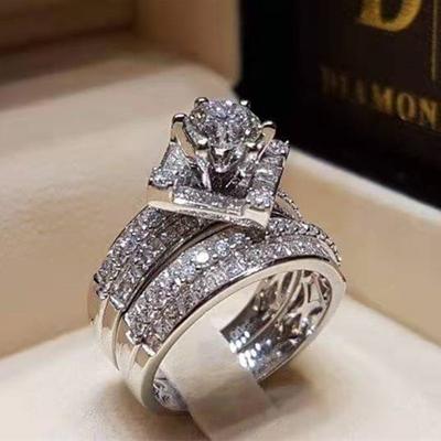 Sparkly Multi-layer Inlaid Ring Set, Suitable for American Valentine's Day, Christmas, Dazzling, Festive Romantic Choice