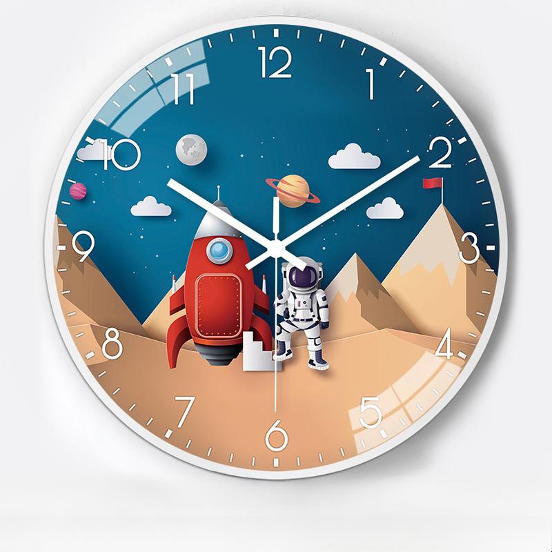 10-Inch 25Cm Creative Space Automatic Timing Radio Clock Home Living Room Bedroom Mute Clock Wall Clock