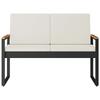 Outdoor Bench in Black and Cream White 107 x 61 x 80 cm Poly Rattan