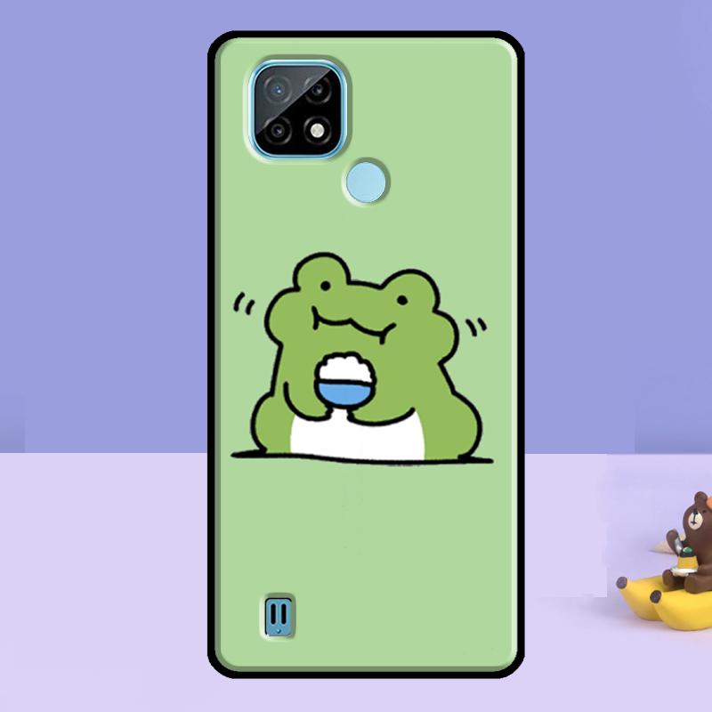 Mint Green Funny Frog Case For Realme C61 C75 C67 C55 C53 C51 C35 C21Y C25S GT 7 Pro 6 6T 10 11 12 13 14 Pro Plus