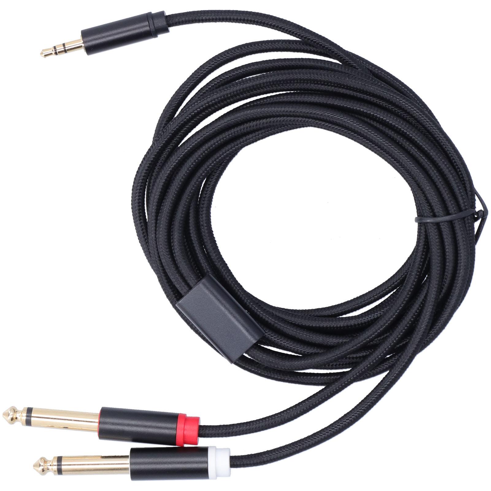 

3683 Adapter Cable Cotton Woven Mesh 3.5mm Male to Dual 6.35mm Audio Tuning Speaker Adapter Cable3m 9.8ft 3 Meters / 9.84ft