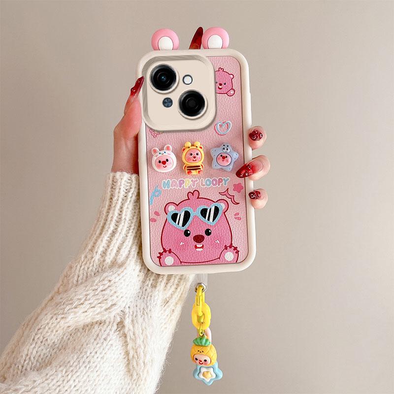 KEYSION Cute Ear 3D Cartoon Case for TECNO Spark Go 1 1S Go 2025 with Bracelet Silicone Shockproof Phone Cover for TECNO Pop 9 4G