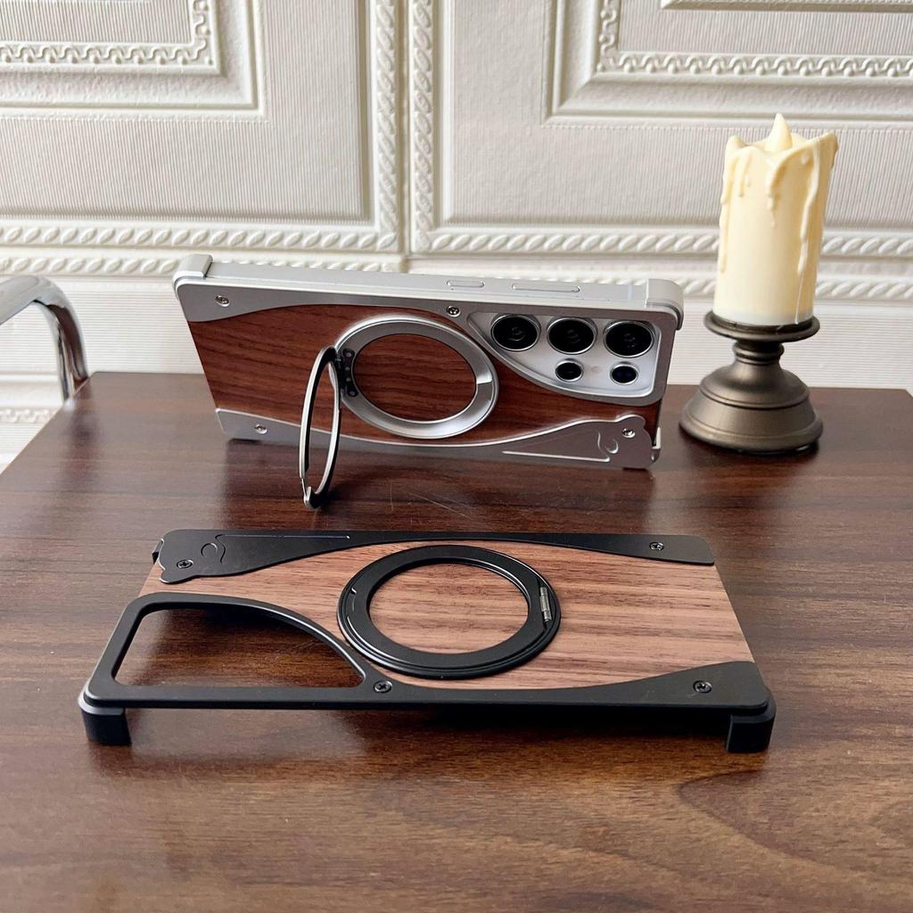 Samsung S25 Ultra Walnut Wood Magnetic Stand Case