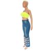 6935 European Style High Waist Micro Flare Denim Pants for Women