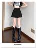 Spring 2025 Women's High-Waisted A-Line Culottes Skirt - Irregular Hem, Faux Two-Piece Midi Shorts Skirt