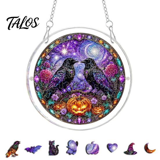Talos Halloween Acrylic Puzzle Suncatcher, 7.87 Inch Sun Catcher Window Hanging Ornament, Ideal for Gifting and Home Decor