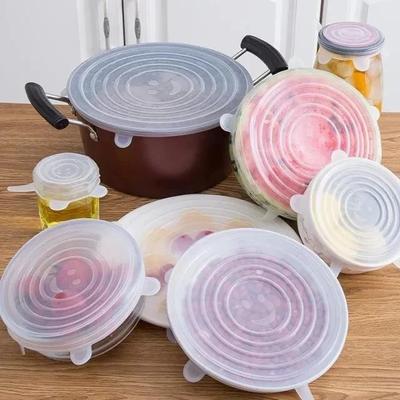 Fresh-keeping For Kitchen Accessory Elastic Cover Silica Gel Lid 6 Piece Set Adjustable Elastic Silicone Caps Reused Organize