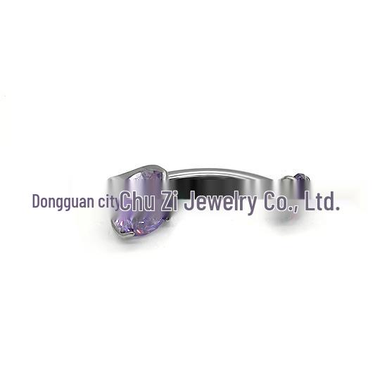 F136 G23 Titanium Zircon Navel Ring with Four-Prong Setting - Super Shiny Body Piercing Jewelry