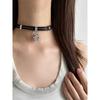 Retro European and American Style Y2K Sexy Black Leather Choker Five-Pointed Star Necklace Female Niche Stylish Neck Chain Trend