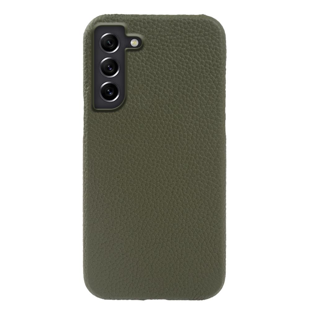 For Samsung Galaxy S21 FE 5G Litchi Texture Magnetic Case Genuine Cow Leather Coated PC Shockproof Phone Cover