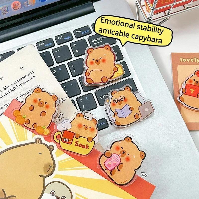 1PC Nowy Trend Uroczy Kreskówkowy Kapibara Akrylowy Klip Kreatywny Student Test Papierowy Klip Przekąska Zapięcie Klip Biurowy Dokument Pigułka Binder