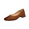 Shallow Women Low Heels Shoes New Brand Trend Elegant Square Toe Pumps Chunky Leather Mature Office Dress Zapatillas Mujer