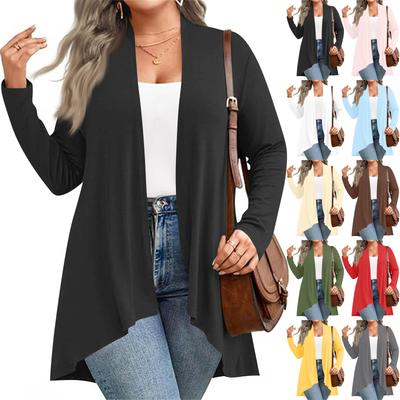 Women's Fall And Winter Fashion Casual Soild Long Sleeve Mid-Length Cardigan Jacket