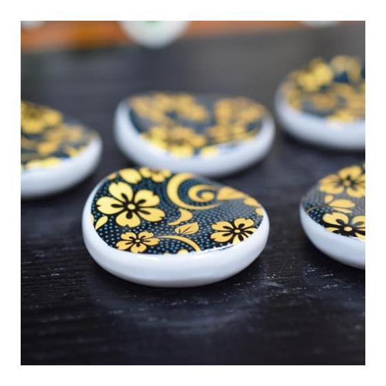 Waza No Kura Kutani Ware Chopstick Rests Set of 5, Aotsubu Sakura, Ceramic, Luxury Japanese Tableware, Made In Japan