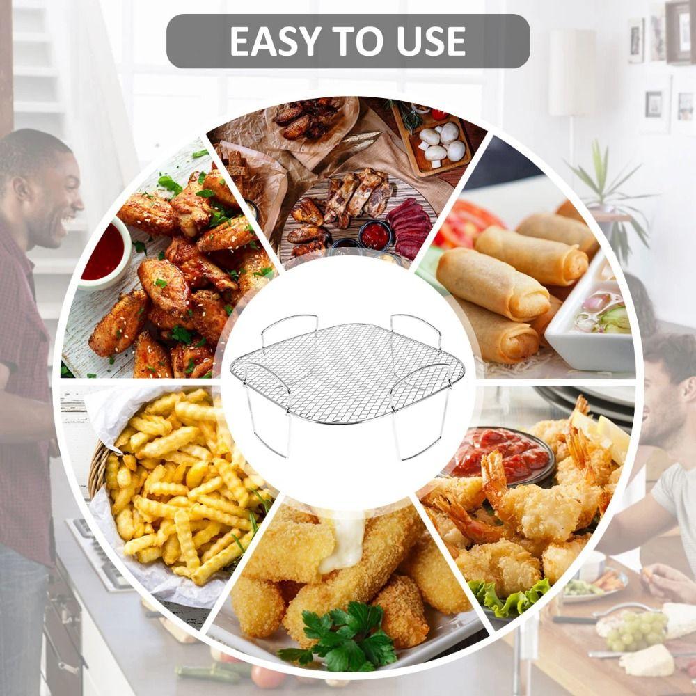Stackable Oven Grilling Self Stainless Steel Mesh Air Fry Basket Air Fryer Baking Rack Kitchen