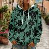 Women's Floral Print Long Sleeve Hoodie with Pocket and Casual Pullover Sweatshirt