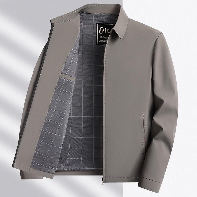 Men's Windproof No-Iron Business Casual Lapel Jacket for Spring and Autumn