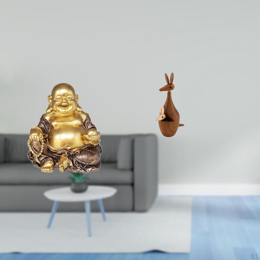 Maitreya Buddha Sculpture Feng Shui Tabletop Ornament Laughing Animal Figurine Decorative