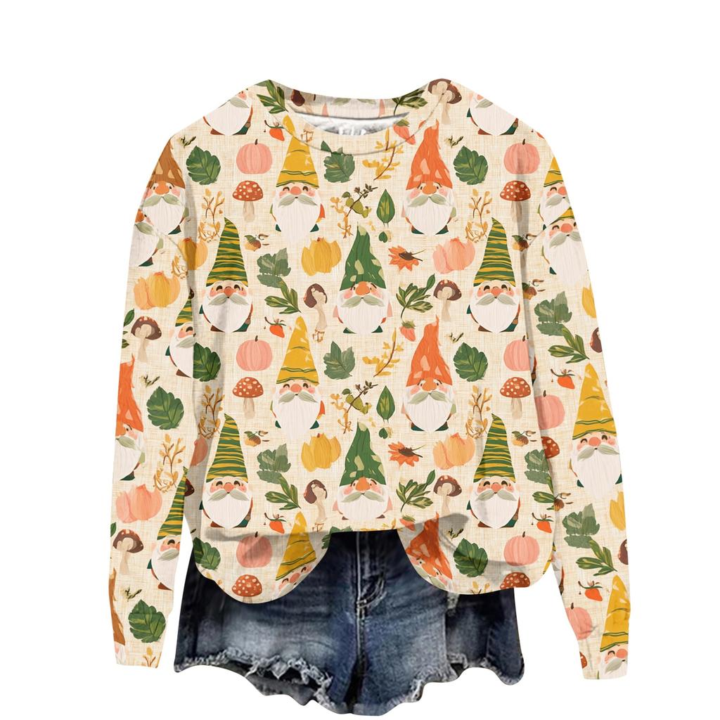 Women's Casual Christmas Print Long Sleeve Neck Sweatshirt