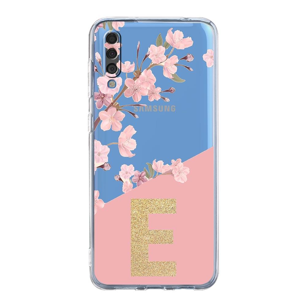 Hülle für Samsung A54 A52 A50 A70 A10 A30 A40 A20S A20E A02S A12 A14 A22 A24 A42 A34 A32 5G A04s Hülle Goldener Buchstabe Blumenkunst