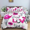 3D Love Heart King Queen Duvet Cover Valentines Gift Bedding Set For Girls Women Couples Soft Polyester Quilt Cover Home Textile