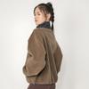 Lambswool Batwing Sleeve Fleece-Lined Jacket with Stand-Up Collar