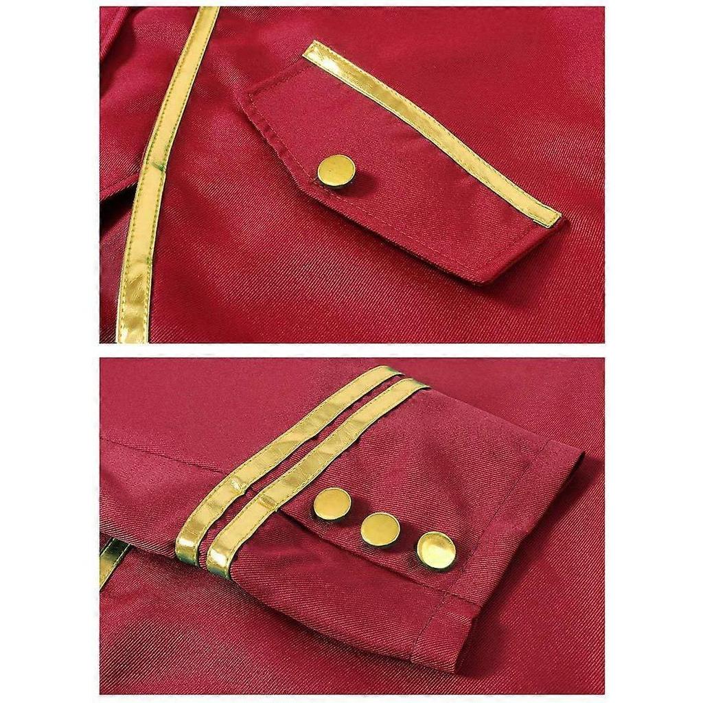 Mens Tuxedo Medieval Retro Punk Gold Trimmed Overcoat Carnival Costume