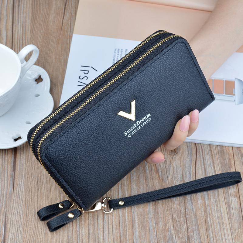 New Wallet Women's Double Zipper Long Clutch Bag Fashionable and Simple Large-capacity Double-layer Wallet Mobile Phone Bag