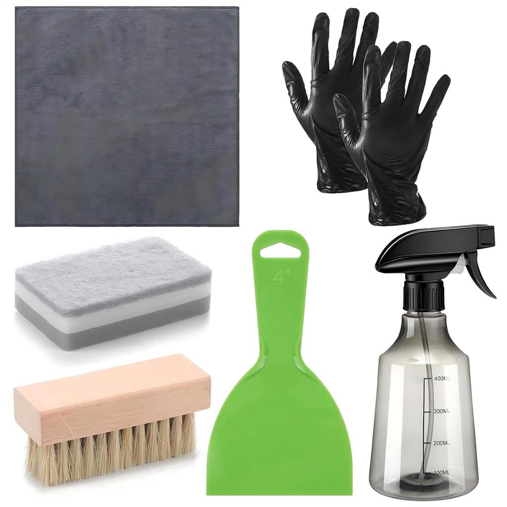 Tombstone Cleaner For Graves Cleaner Kit Spray Bottle Gloves Sponge Cloth Brush Scraper For Stone Care Monument Preservation