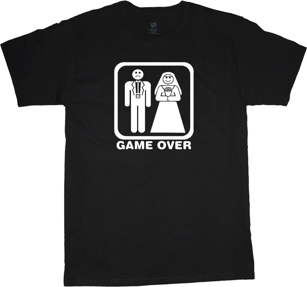 Mens Graphic Tees Game Over Funny Shirts for Men Wedding Gifts Clothing Apparel XXXXL