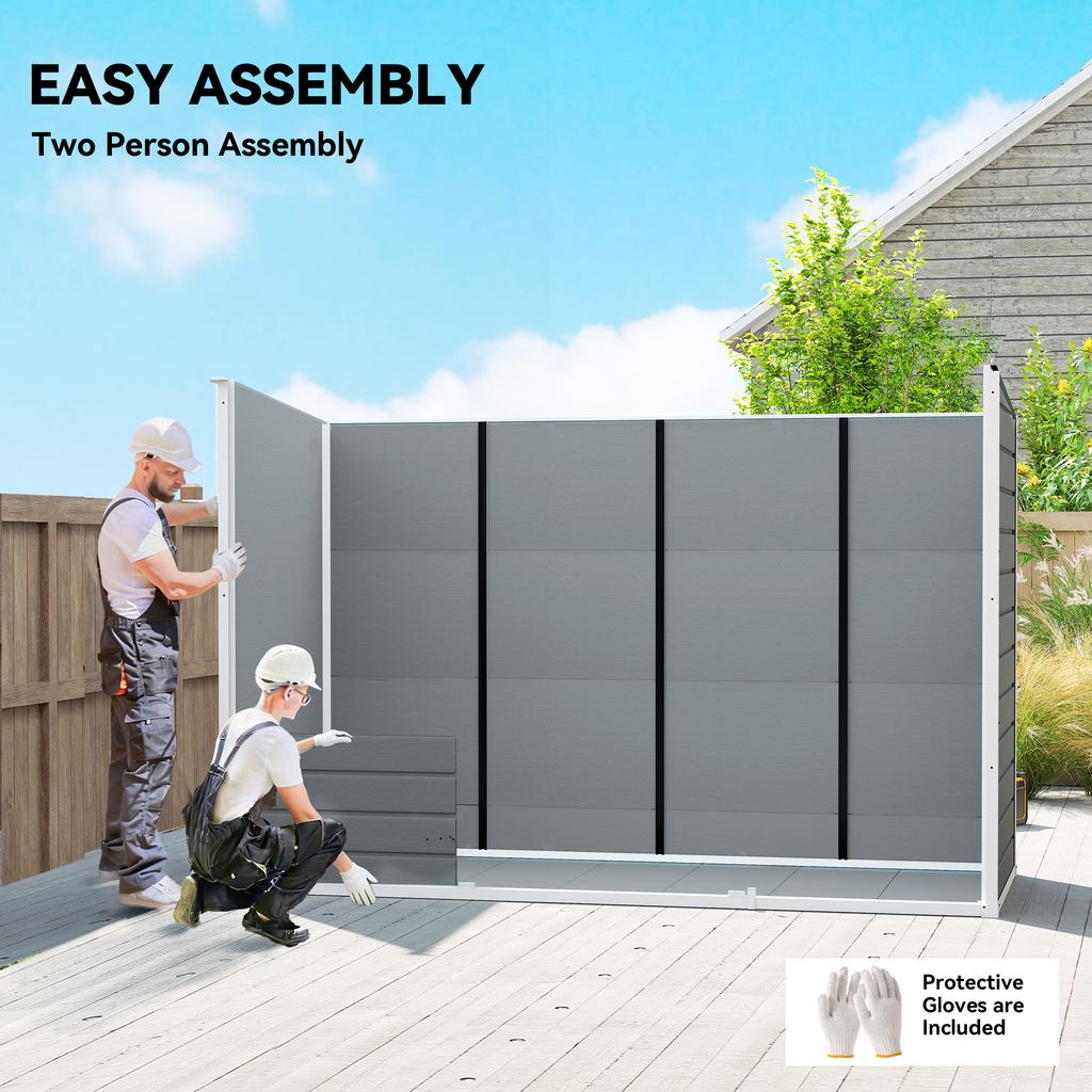 10 X 4 Ft Resin Garden Shed, Outdoor Storage Shed with Floor, Windows, Lockable Doors and Vents, Grey