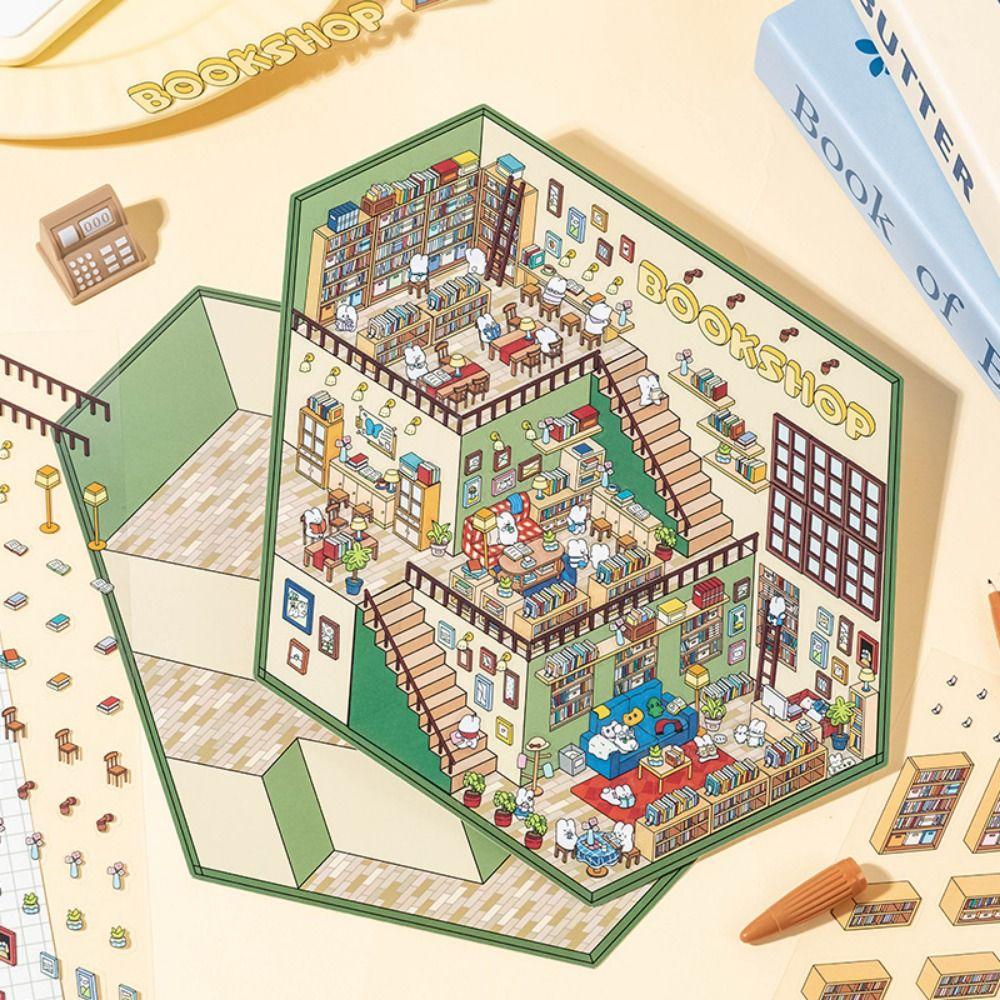 Forest Village 3D Landscape Sticker Paper Multi-functional Cabin Scene Game Stickers  Children/Kids