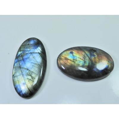 42-46 MM Natural Labradorite Multi Oval Cabochon Loose Gemstone 2 Pcs Lot D-176