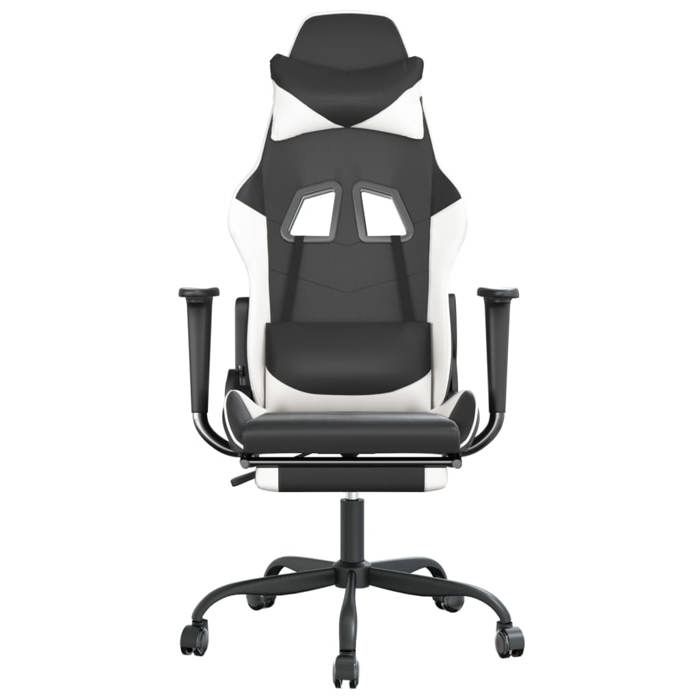 VidaXL Chaise de Jeu avec Repose-pied Pivotante Chaise d'Ordinateur Fauteuil Siège de Bureau Ergonomique Intérieur Noir et 3143658